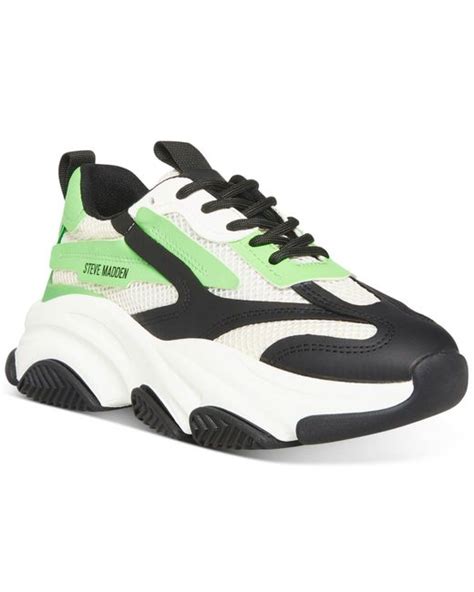 Steve Madden Possession Chunky Lace-up Sneakers in Green | Lyst