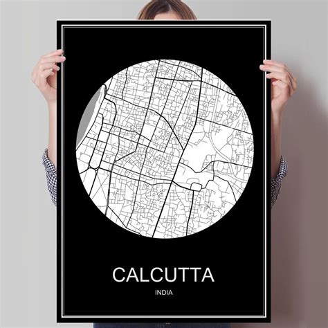 CALCUTTA India Famous World City Map Print Poster Print on Paper or Canvas Wall Sticker Bar Pub ...