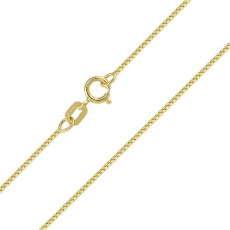 14K Solid Yellow Gold Box Necklace Chain 0.6mm 16-24 Polished Link - Etsy