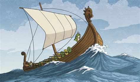 Download Viking Ship Cartoon Artwork Wallpaper | Wallpapers.com