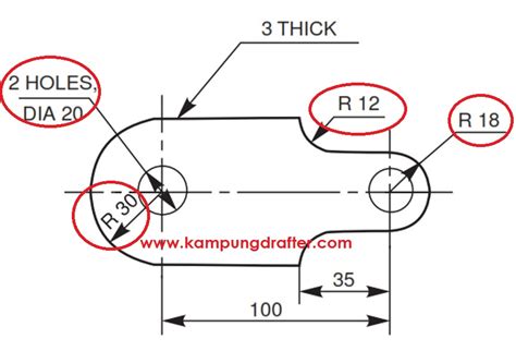 CARA MEMBUAT UKURAN DIMENSI LINGKARAN DAN RADIUS SESUAI GAMBAR TEKNIK | KURSUS AUTOCAD DRAFTER ...