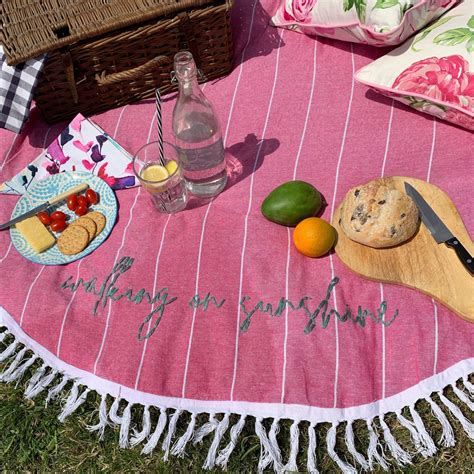 Personalised Large Round Picnic Blanket Embroidered Beach - Etsy