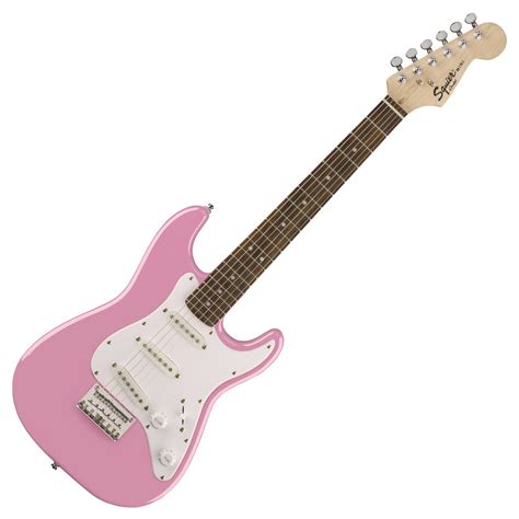 Squier By Fender Mini Stratocaster 3/4 Size Electric Guitar, Pink at Gear4music.com