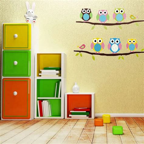 Owl Wall Stickers For Kids Rooms DIY Vinyl Removable Wall Sticker Baby Boy Girl Room Decor ...