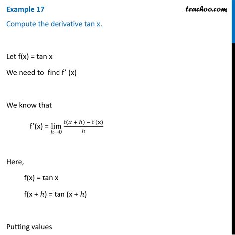 Prove that Derivative of tan x is sec^2 x - by First Principle