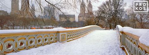 Panoramic View of Bow Bridge in Winter I - Fine Art Photo by Andrew Prokos