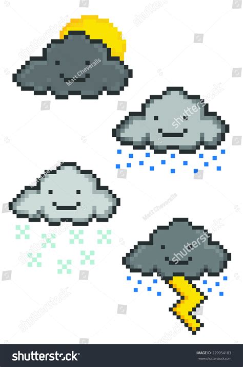 Pixel Art Clouds Set Stock Illustration 229954183 | Shutterstock