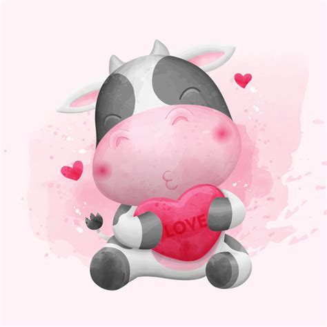 Happy cow watercolor illustrations vector free download