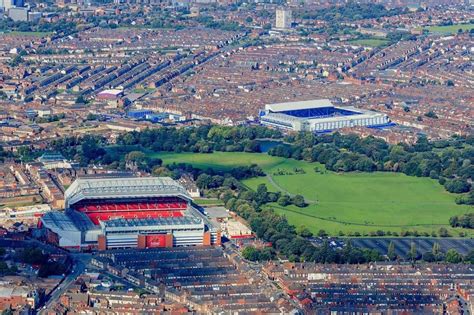 The stadiums of Liverpool FC and Everton FC in the city of Liverpool are literally just a stone ...