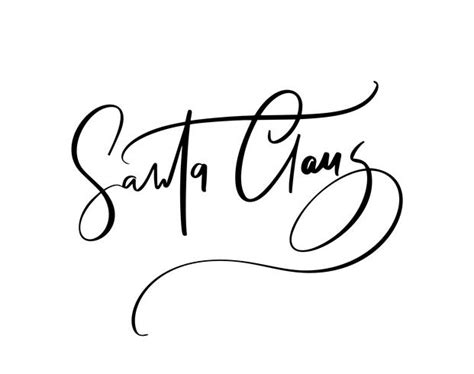 Christmas signature to the card Santa Claus. Isolated vector calligraphic phrase. Hand ...