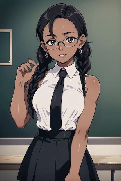 Premium AI Image | Anime girl in glasses wearing a tie