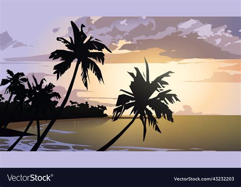 Sunset beach Royalty Free Vector Image - VectorStock