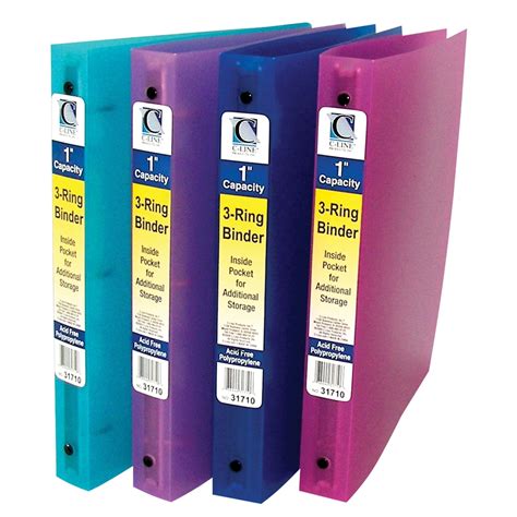 3-Ring Poly Binder, 1 Inch Capacity, 1 Binder (Color May Vary) (Set of 6 EA)