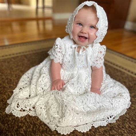 Baby Girls Baptism Dress Heirloom Christening Gown with Bonnet Lace Design 18M - Walmart.com