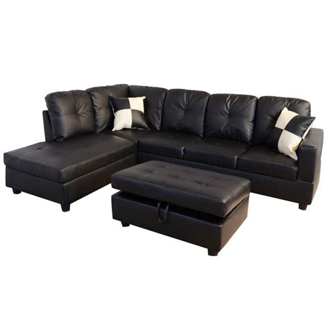 Faux Leather Sectional Sofa Bed | Baci Living Room