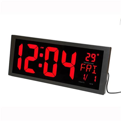 LED-Digital-Wall-Clock-with-Indoor-Temperature-Date-Week-Summer-Time ...