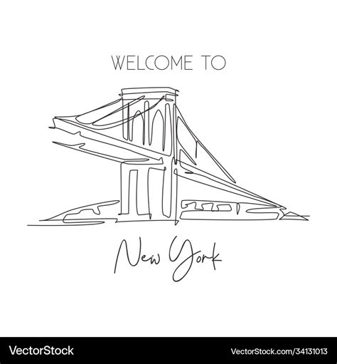 One continuous line drawing brooklyn bridge Vector Image