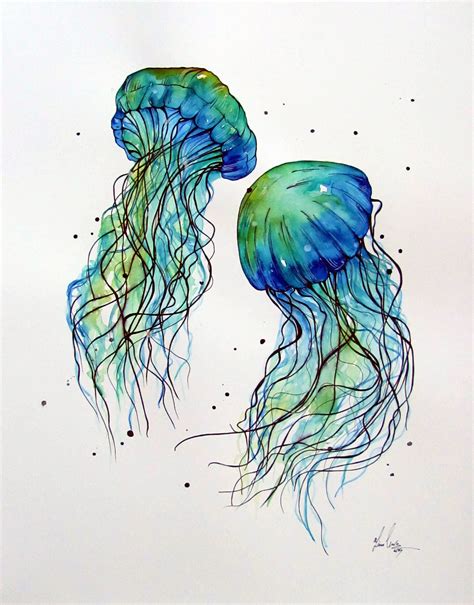 Jellyfish painting, Jellyfish art, Watercolor jellyfish