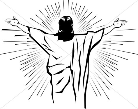 Black and White Jesus from Behind | Jesus Clipart