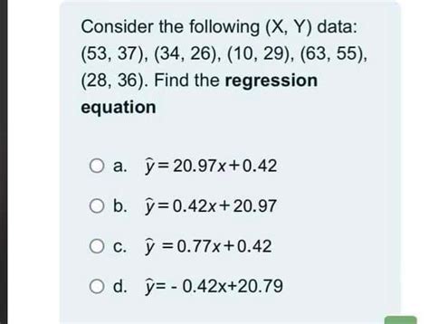 Solved Consider the following (x,Y) ﻿data: | Chegg.com