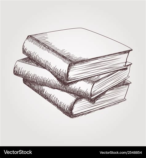 Sketch of books stack Royalty Free Vector Image