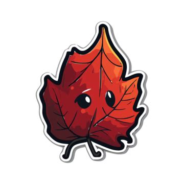 Maple Leaf Sticker Vector, Autumn Clipart, Sticker Design With Cartoon Maple Leaf Outline ...