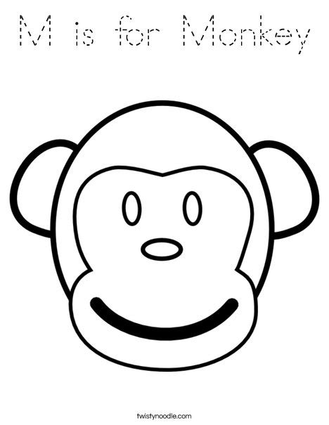 M is for Monkey Coloring Page - Tracing - Twisty Noodle