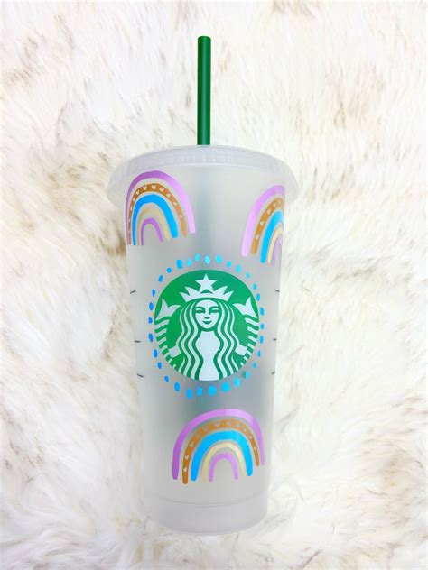 Boho Rainbow Starbucks Cup Pastel Rainbow Custom Starbucks - Etsy