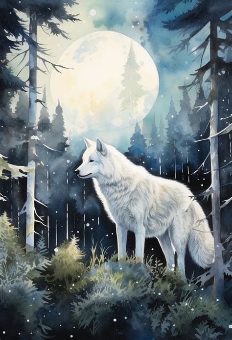 Illustration artistiques | The White Wolf Painting, Wolf Poster | Europosters