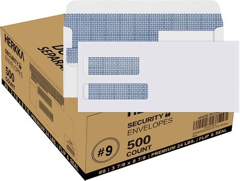 Amazon.com : #9 Flip and Seal Double Window Security Envelopes, HERKKA ...