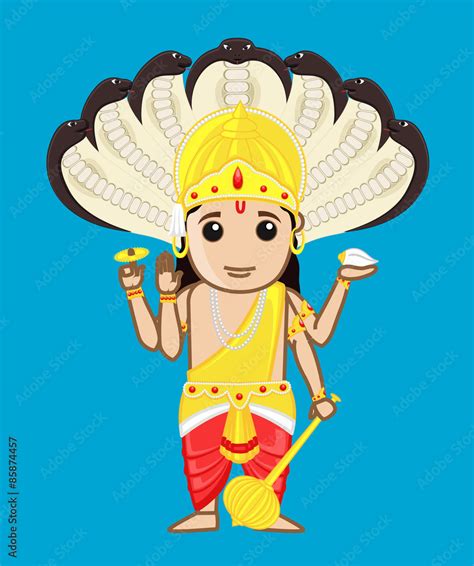 Cartoon Vishnu - Indian God of Creation Stock Vector | Adobe Stock