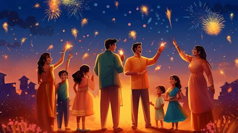 Premium AI Image | Happy indian family celebrating Diwali festival ...