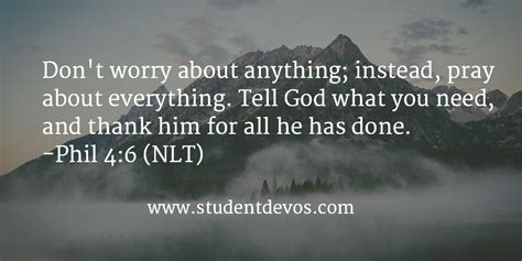 Daily Bible Verse and Devotion - Phil 4:6 | Student Devos - Youth and Teenage Devotions and ...