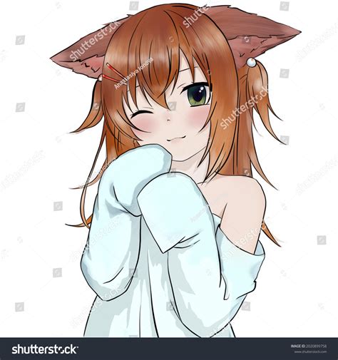 Anime Girl Cat Ears On White Stock Illustration 2020899758 | Shutterstock