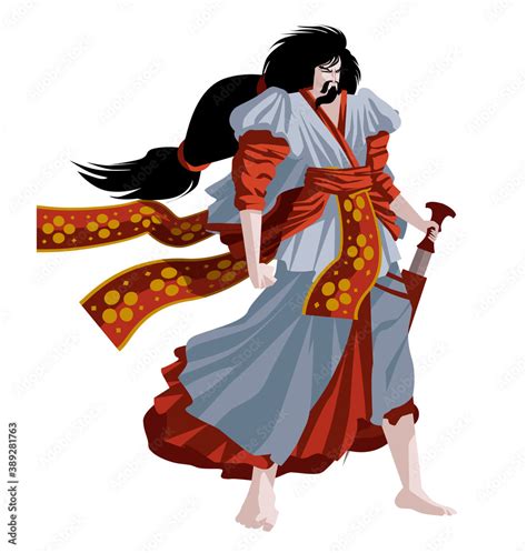 susanoo shinto god of storm and sea with kusanagi sword Stock Vector ...