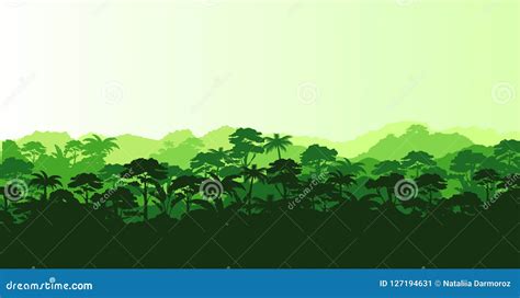 Set Of Vector Rainforest Wetland In Sunset Design Template With Animals | CartoonDealer.com ...