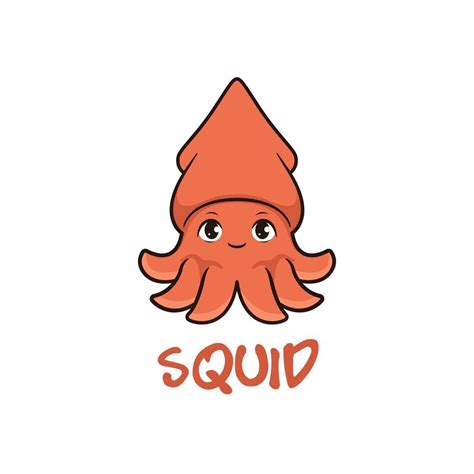 Cute squid cartoon, mascot logo design 3059116 Vector Art at Vecteezy