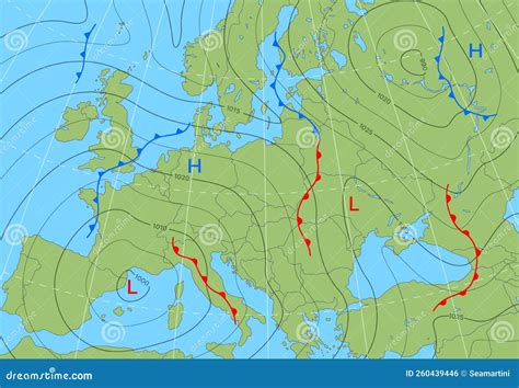 Forecast Weather Isobar Map or Diagram of Europe Stock Vector - Illustration of weather, generic ...