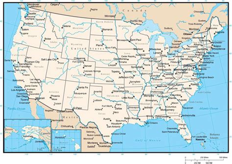 United States Map with States and Capitals in Adobe Illustrator Format