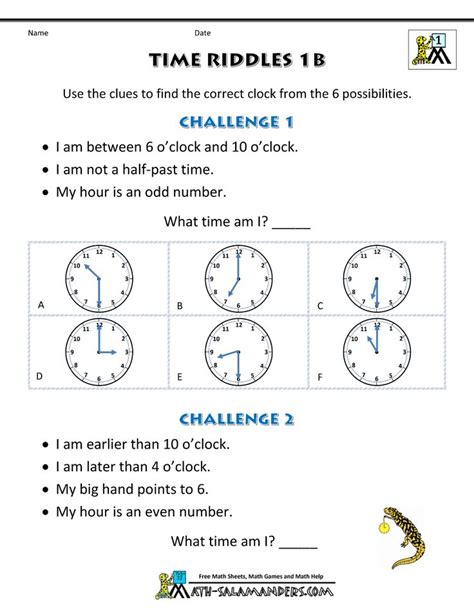 a worksheet for telling time riddles to students about the clock and how it's different times