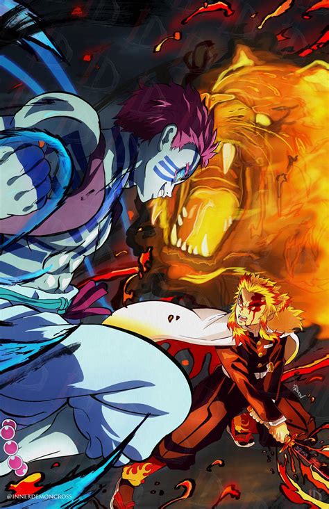 Rengoku Vs. Akaza art : r/KimetsuNoYaiba