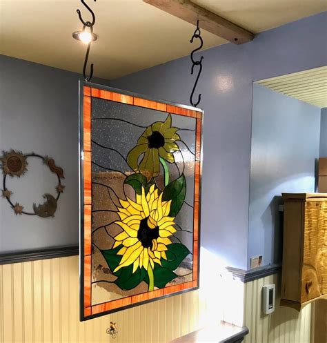 Cheerful! Sunflower Leaded Stained Glass Window Panel