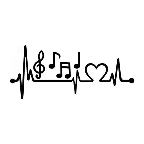 21.5cm*8.3cm Music Notes Heartbeat Car Styling Vinyl Car Sticker Black/Silver S3 4951-in Car ...