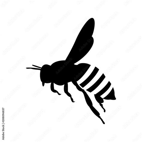 flying honey bee. silhouette honey bee icon vector Stock Vector | Adobe Stock