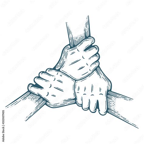 Join hands together. Three hands holding each other isolated on white ...