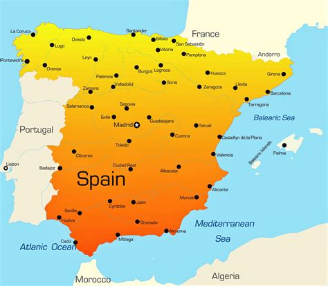 Mapa de ciudades de España - OrangeSmile.com