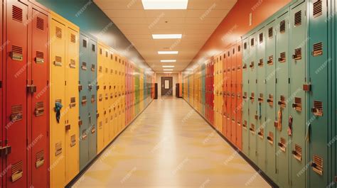 Premium AI Image | Modern Corridor of an American School with Lockers