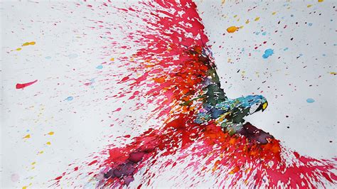 Parrot Splatter art -speed drawing- - YouTube