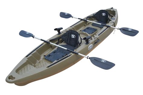 BKC - TK122-KS222 - Coastal Cruiser 12.9-Foot Tandem 2-3 Person Fishing Kayak -with 2 Universal ...