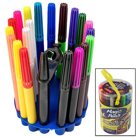 Children Kids 20pc Magic Pens Color Changing Pens Set Fun Art Stencils Blow Pen | eBay